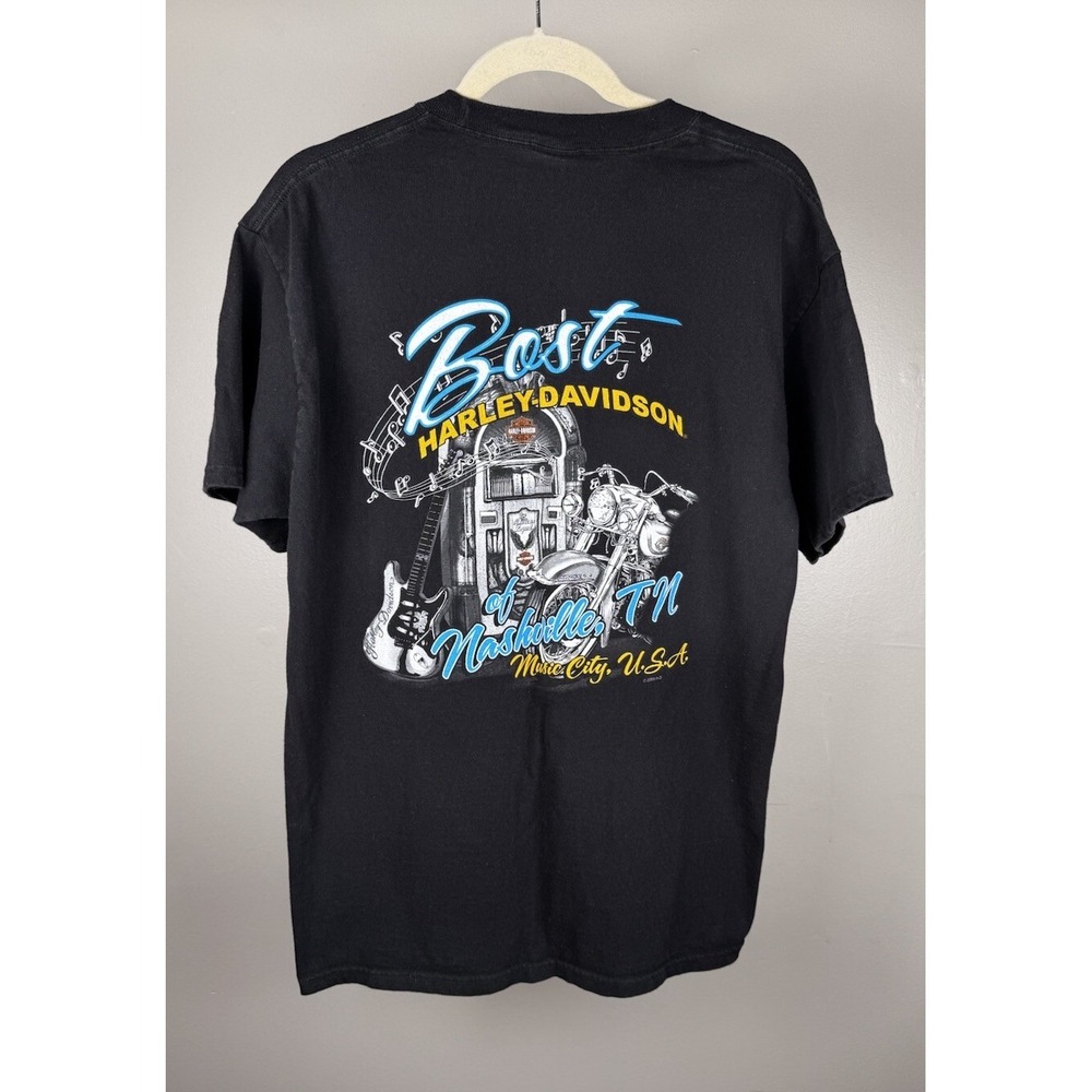 Harley Davidson Tennessee Bost Music City USA Graphic T-Shirt Black Size Large